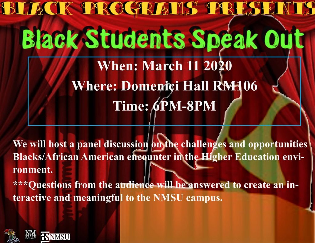 Flyer for the Black Students Speak Out event