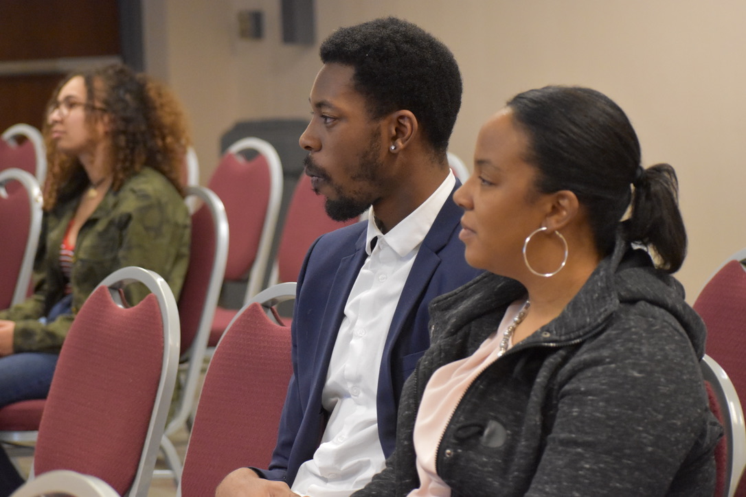 Attendees listen to Sara Joyner speak during the 2020 Black History Month event