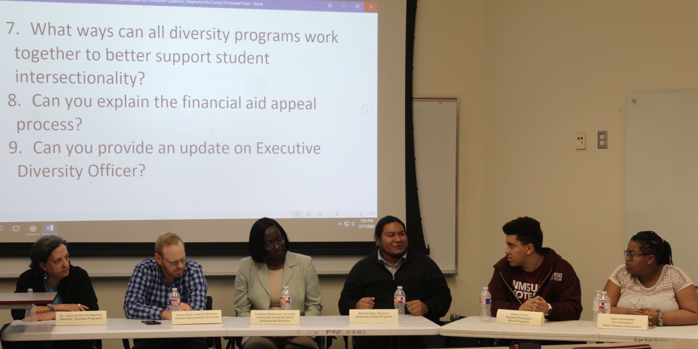 Panelists during the Black Students Speak Out event. 